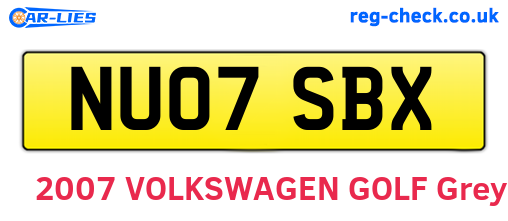 NU07SBX are the vehicle registration plates.
