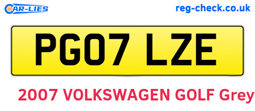 PG07LZE are the vehicle registration plates.