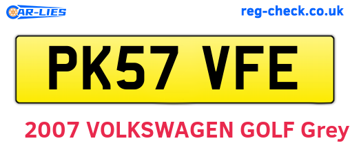 PK57VFE are the vehicle registration plates.