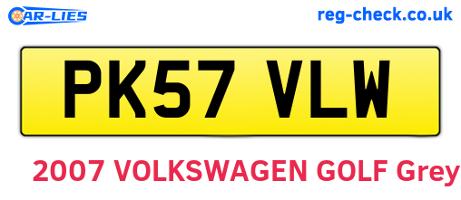 PK57VLW are the vehicle registration plates.