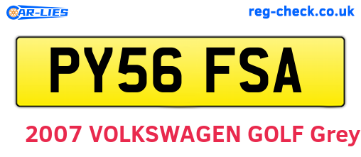 PY56FSA are the vehicle registration plates.
