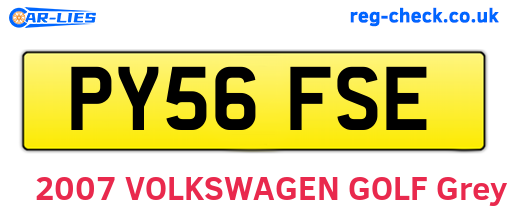 PY56FSE are the vehicle registration plates.