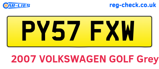 PY57FXW are the vehicle registration plates.