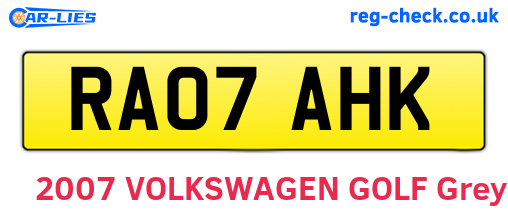 RA07AHK are the vehicle registration plates.