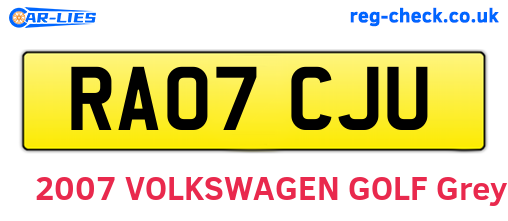 RA07CJU are the vehicle registration plates.