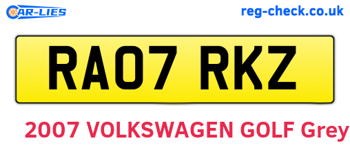 RA07RKZ are the vehicle registration plates.
