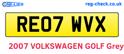 RE07WVX are the vehicle registration plates.