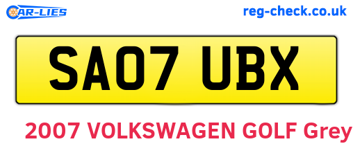 SA07UBX are the vehicle registration plates.