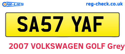 SA57YAF are the vehicle registration plates.