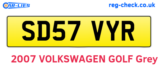 SD57VYR are the vehicle registration plates.