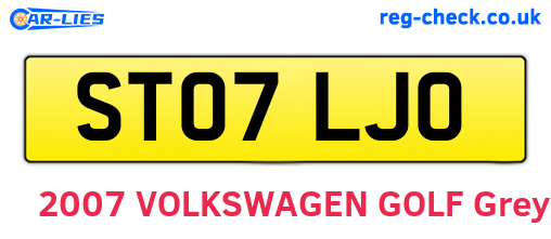 ST07LJO are the vehicle registration plates.