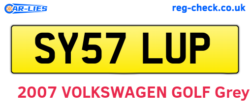 SY57LUP are the vehicle registration plates.