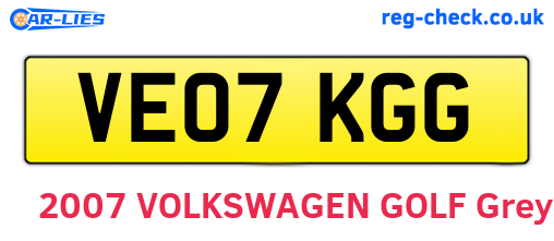 VE07KGG are the vehicle registration plates.
