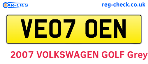 VE07OEN are the vehicle registration plates.