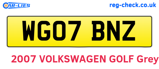 WG07BNZ are the vehicle registration plates.