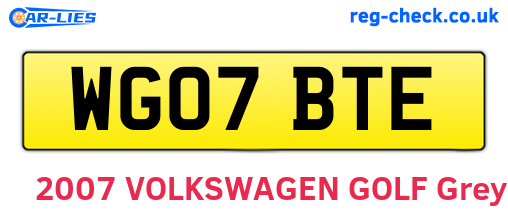 WG07BTE are the vehicle registration plates.