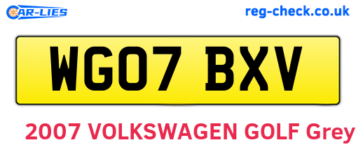 WG07BXV are the vehicle registration plates.