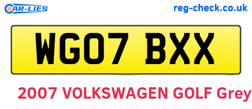 WG07BXX are the vehicle registration plates.