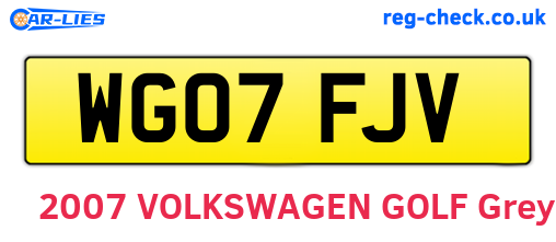WG07FJV are the vehicle registration plates.