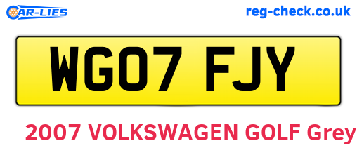 WG07FJY are the vehicle registration plates.
