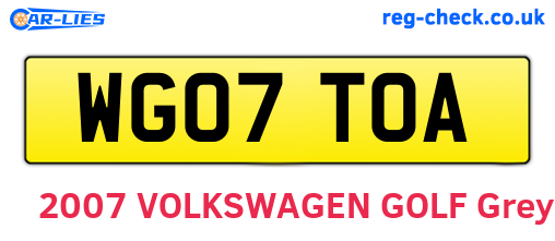 WG07TOA are the vehicle registration plates.