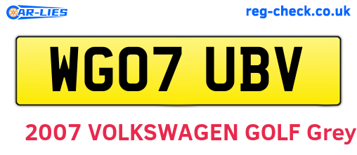 WG07UBV are the vehicle registration plates.