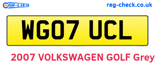 WG07UCL are the vehicle registration plates.