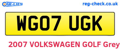WG07UGK are the vehicle registration plates.
