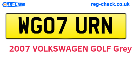 WG07URN are the vehicle registration plates.