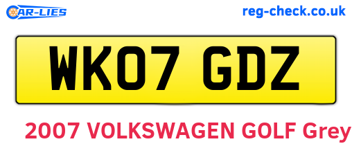 WK07GDZ are the vehicle registration plates.