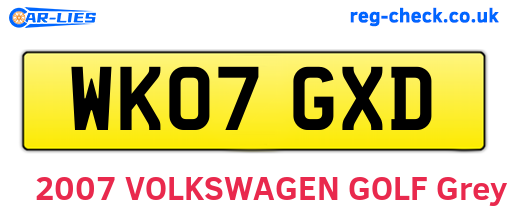 WK07GXD are the vehicle registration plates.