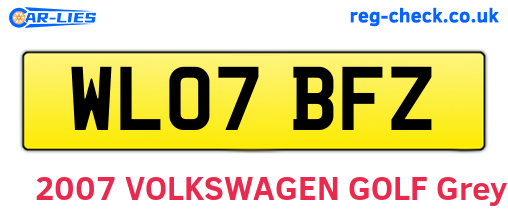 WL07BFZ are the vehicle registration plates.