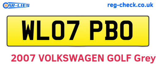 WL07PBO are the vehicle registration plates.