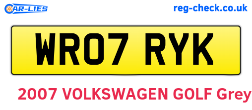WR07RYK are the vehicle registration plates.