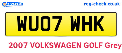 WU07WHK are the vehicle registration plates.