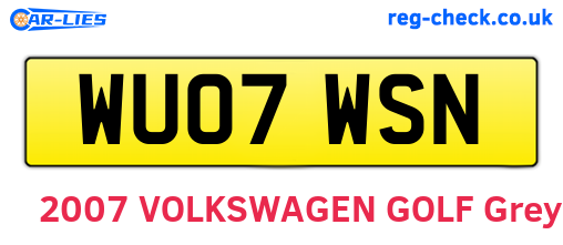 WU07WSN are the vehicle registration plates.