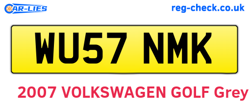 WU57NMK are the vehicle registration plates.