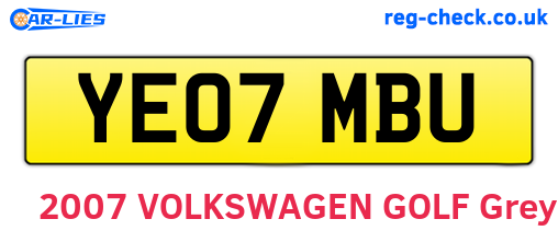 YE07MBU are the vehicle registration plates.