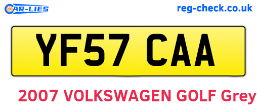 YF57CAA are the vehicle registration plates.