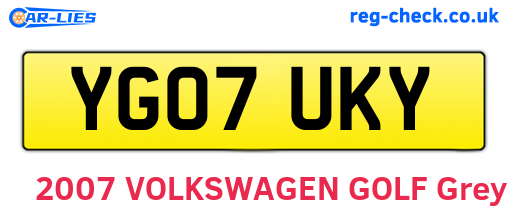 YG07UKY are the vehicle registration plates.