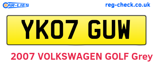 YK07GUW are the vehicle registration plates.