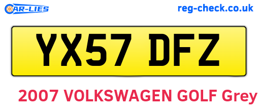 YX57DFZ are the vehicle registration plates.