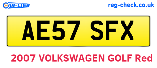 AE57SFX are the vehicle registration plates.