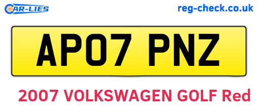 AP07PNZ are the vehicle registration plates.