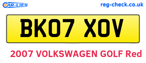 BK07XOV are the vehicle registration plates.