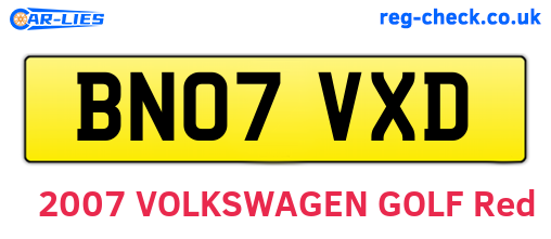 BN07VXD are the vehicle registration plates.