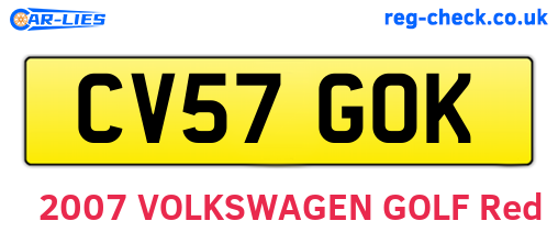 CV57GOK are the vehicle registration plates.