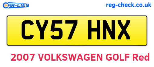 CY57HNX are the vehicle registration plates.