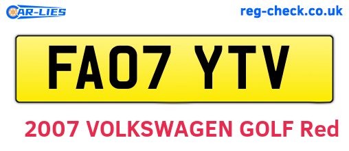 FA07YTV are the vehicle registration plates.