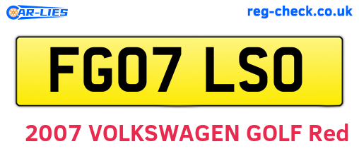 FG07LSO are the vehicle registration plates.